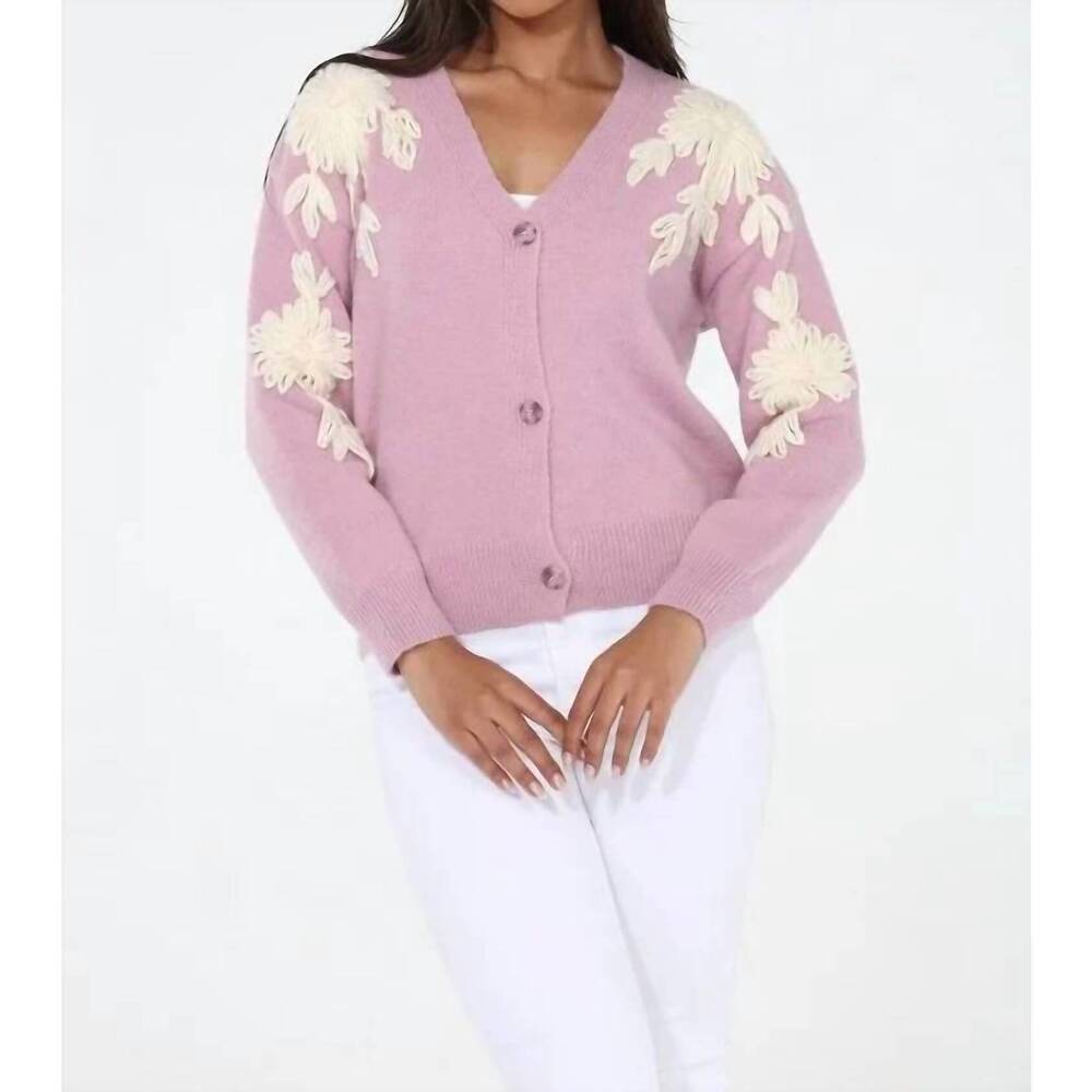 NEW RAIN + ROSE beatrix floral cardigan in pink